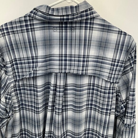 Men's 2XL Duluth Trading Co. Blue Plaid Fishing Nylon/Spandex Long-Sleeve Button - Picture 5 of 7